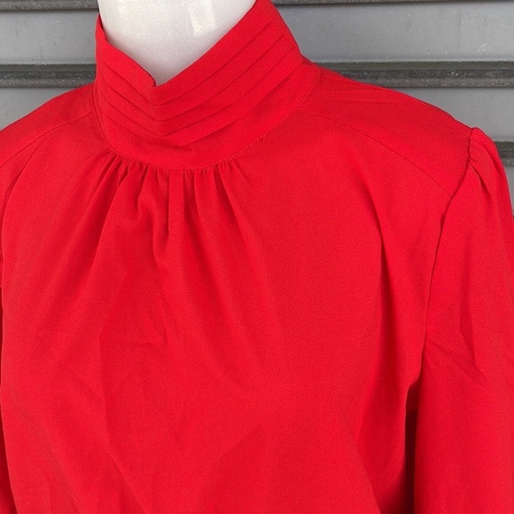 Good Time USA Long Sleeve Red Open Back Puff Sleeve Mock Turtleneck Top Size L - Picture 6 of 10